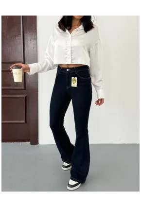 Likralı İspanyol Flare Jeans