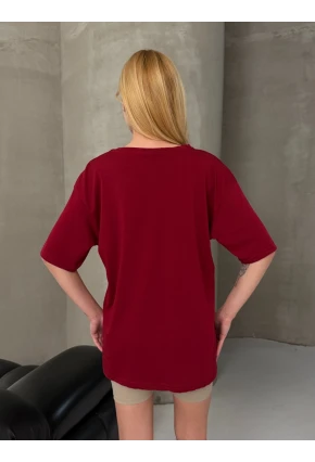 Love Baskılı Oversize Kadın Tişört – Kırmızı