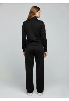 Modal Kumaş Tam Fermuarlı Şeritli Eşofman Takımı Siyah