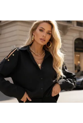 Omuz Çıtçıt Detaylı Poplin Gömlek