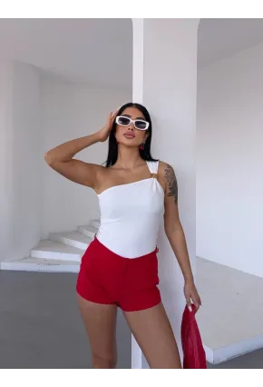 Ottoman Omuz Detay Beyaz Bluz