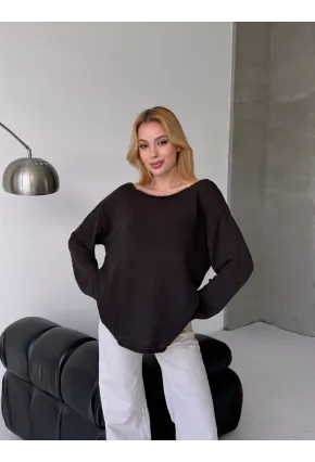 Oversize Kayık Yaka Triko Bluz