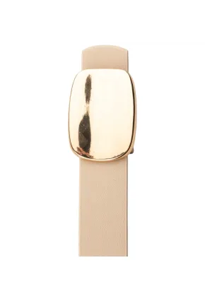 Parlak Kare Tokalı Bej Kadın Kemeri