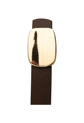 Parlak Kare Tokalı Kahve Kadın Kemeri