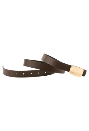 Parlak Kare Tokalı Kahve Kadın Kemeri