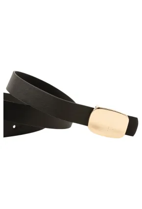 Parlak Kare Tokalı Siyah Kadın Kemeri