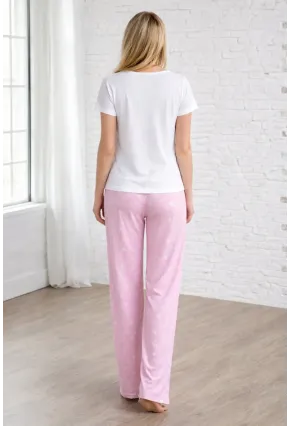 Sevimli Kedi Baskılı Pamuklu Kadın Pijama Takımı – Love Desenli Alt