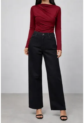 Siyah Geniş Paça Esnek Jean