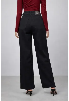 Siyah Geniş Paça Esnek Jean