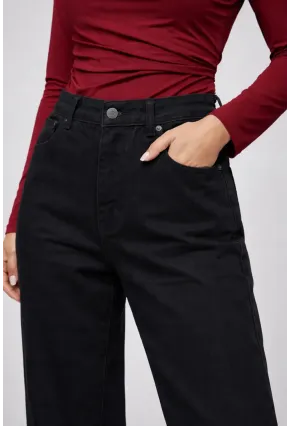 Siyah Geniş Paça Esnek Jean