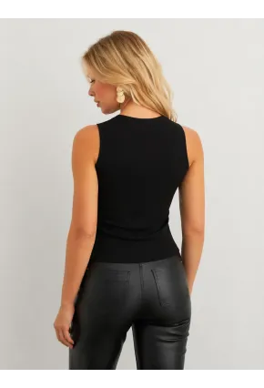 Siyah Kaşkorse Dantel Yaka Detaylı Kadın Atlet Bluz