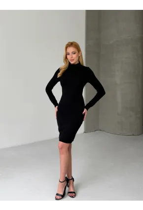 Suyolu Dantel Detaylı Sırt Dekolte Siyah Mini Elbise