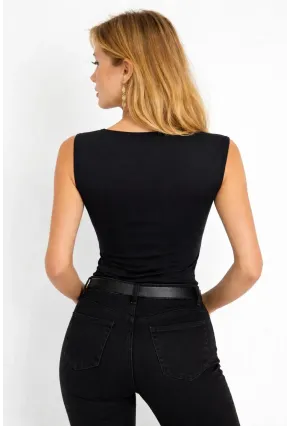 Kadın Siyah Dantel Transparan Detaylı Şık Bluz