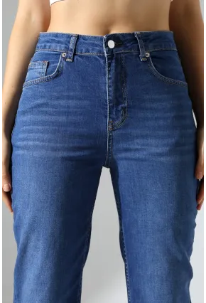 Toparlayıcı Yüksek Bel Bol Paça Kot