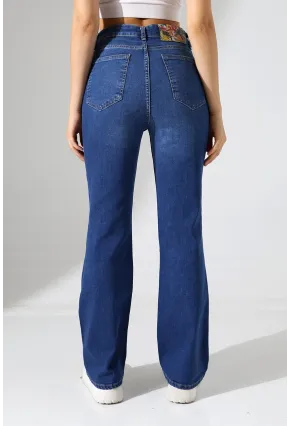 Toparlayıcı Yüksek Bel Bol Paça Kot