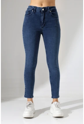 Toparlayıcı Yüksek Bel Dar Paça Jean