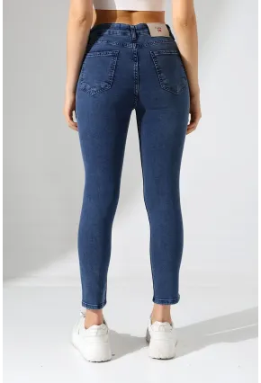 Toparlayıcı Yüksek Bel Dar Paça Jean