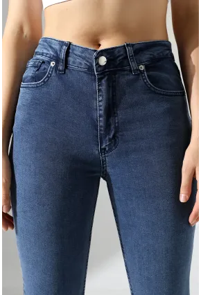 Toparlayıcı Yüksek Bel Dar Paça Jean