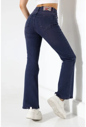 Toparlayıcı Yüksek Bel İspanyol Paça Jean