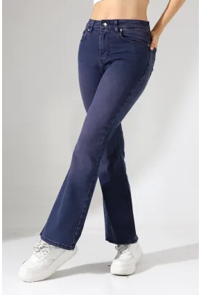 Toparlayıcı Yüksek Bel İspanyol Paça Jean
