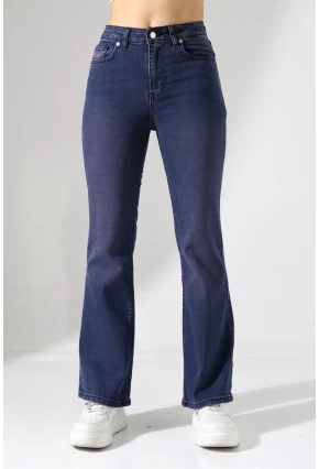 Toparlayıcı Yüksek Bel İspanyol Paça Jean