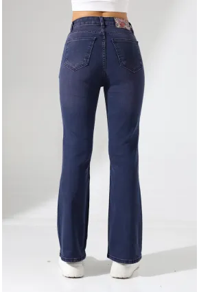 Toparlayıcı Yüksek Bel İspanyol Paça Jean