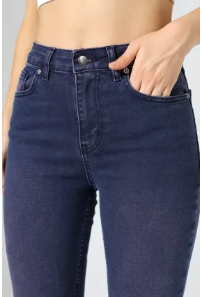 Toparlayıcı Yüksek Bel İspanyol Paça Jean