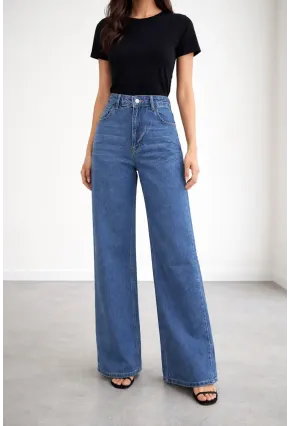 Yüksek Bel Geniş Jean