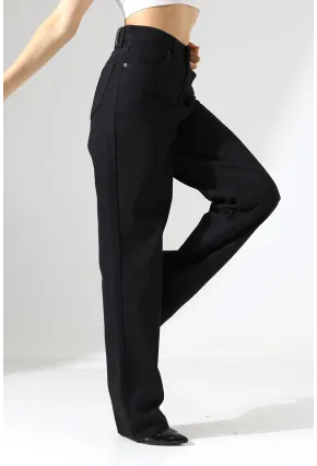 Yüksek Bel Geniş Paça Jean Pantolon