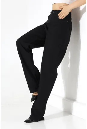 Yüksek Bel Geniş Paça Jean Pantolon