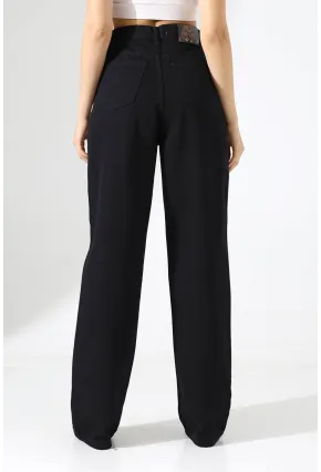 Yüksek Bel Geniş Paça Jean Pantolon