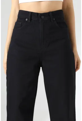 Yüksek Bel Geniş Paça Jean Pantolon