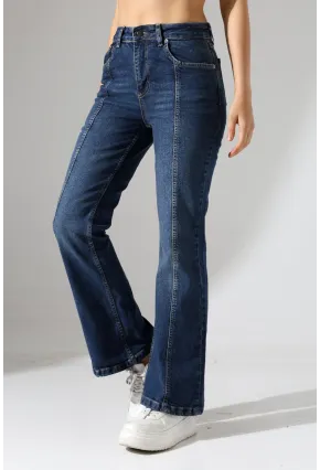 Yüksek Bel İspanyol Paça Jean Pantolon