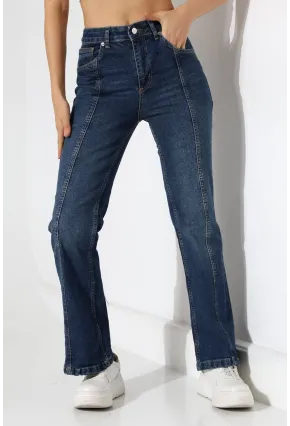 Yüksek Bel İspanyol Paça Jean Pantolon