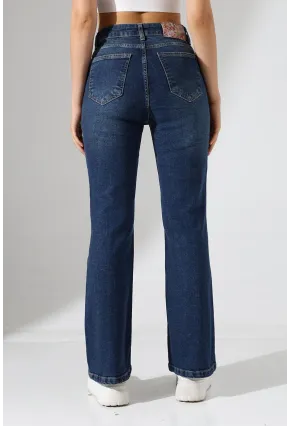 Yüksek Bel İspanyol Paça Jean Pantolon