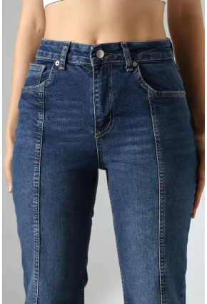 Yüksek Bel İspanyol Paça Jean Pantolon