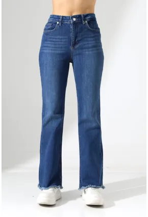 Yüksek Bel İspanyol Paça Püsküllü Jean Pantolon