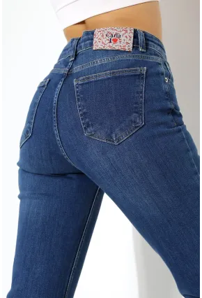 Yüksek Bel İspanyol Paça Püsküllü Jean Pantolon