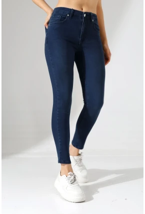 Yüksek Bel Lacivert Skinny Fit Jean Pantolon