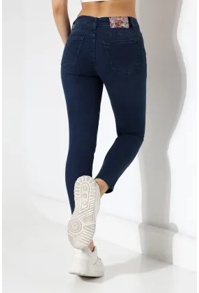 Yüksek Bel Lacivert Skinny Fit Jean Pantolon