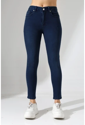 Yüksek Bel Lacivert Skinny Fit Jean Pantolon
