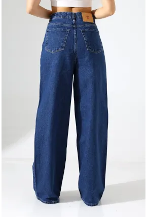 Yüksek Bel Salaş Kesim Bol Paça Jean