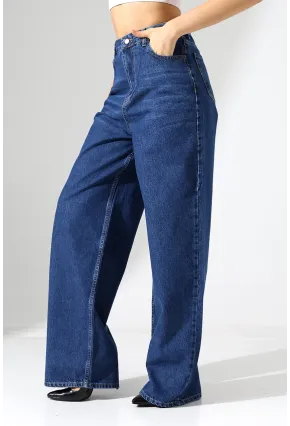 Yüksek Bel Salaş Kesim Bol Paça Jean