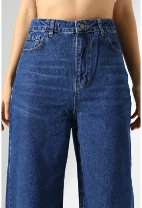 Yüksek Bel Salaş Kesim Bol Paça Jean