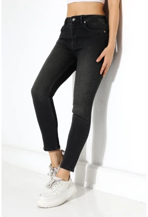 Yüksek Bel Siyah Skinny Fit Jean Pantolon