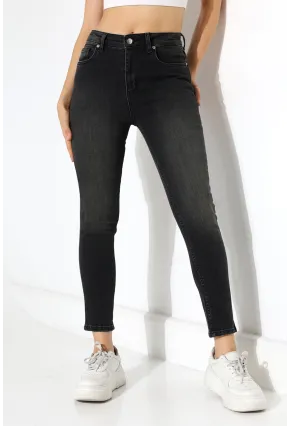 Yüksek Bel Siyah Skinny Fit Jean Pantolon