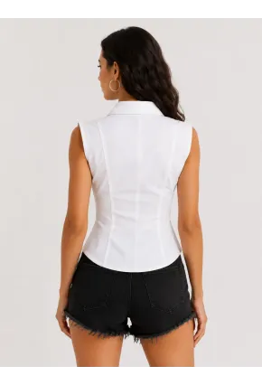 Beyaz Fermuarlı Slim Fit Kadın Gömlek