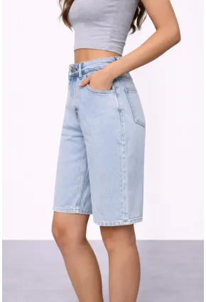 Açık Mavi Bermuda Jean