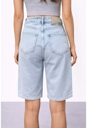 Açık Mavi Bermuda Jean