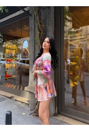 Desenli Şort ve Büstiyer Takım